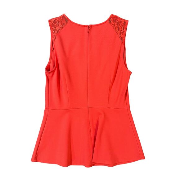 NWT New York & Company Red Lace Peplum Holiday Top Sleeveless Blouse Medium NEW - Picture 4 of 15